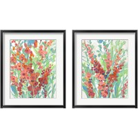Framed 'Tropical Summer Blooms 2 Piece Framed Art Print Set' border=