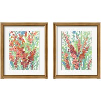 Framed 'Tropical Summer Blooms 2 Piece Framed Art Print Set' border=