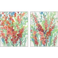 Framed 'Tropical Summer Blooms 2 Piece Art Print Set' border=