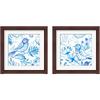 Framed 'Birds in Blue 2 Piece Framed Art Print Set' border=