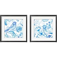 Framed 'Birds in Blue 2 Piece Framed Art Print Set' border=