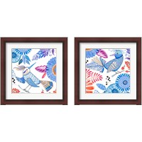 Framed 'Bird with Flowers 2 Piece Framed Art Print Set' border=