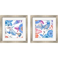 Framed 'Bird with Flowers 2 Piece Framed Art Print Set' border=