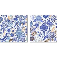 Framed 'Botanical Azul  2 Piece Art Print Set' border=