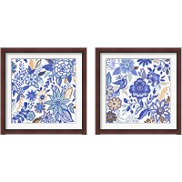 Framed 'Botanical Azul  2 Piece Framed Art Print Set' border=