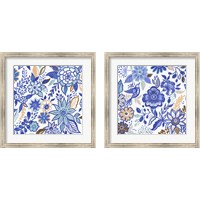 Framed 'Botanical Azul  2 Piece Framed Art Print Set' border=