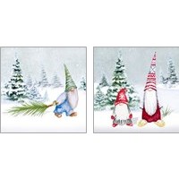 Framed Gnomes on Winter Holiday 2 Piece Art Print Set