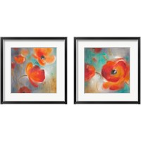 Framed 'Scarlet Poppies in Bloom 2 Piece Framed Art Print Set' border=