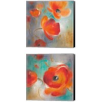 Framed 'Scarlet Poppies in Bloom 2 Piece Canvas Print Set' border=