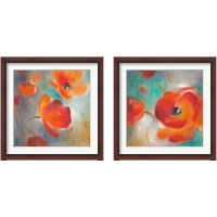 Framed 'Scarlet Poppies in Bloom 2 Piece Framed Art Print Set' border=