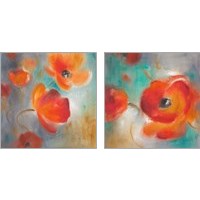 Framed Scarlet Poppies in Bloom 2 Piece Art Print Set