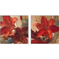 Framed Crimson Fleurish 2 Piece Art Print Set