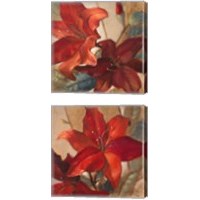 Framed 'Crimson Fleurish 2 Piece Canvas Print Set' border=
