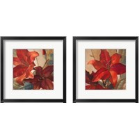 Framed 'Crimson Fleurish 2 Piece Framed Art Print Set' border=