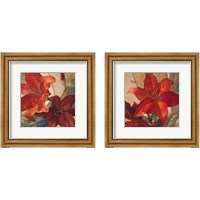 Framed 'Crimson Fleurish 2 Piece Framed Art Print Set' border=