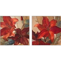 Framed 'Crimson Fleurish 2 Piece Art Print Set' border=