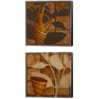 Framed 'Little Striped Vase 2 Piece Canvas Print Set' border=