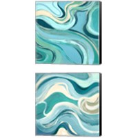 Framed 'Curving Waves 2 Piece Canvas Print Set' border=
