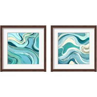 Framed 'Curving Waves 2 Piece Framed Art Print Set' border=