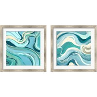 Framed 'Curving Waves 2 Piece Framed Art Print Set' border=