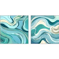 Framed 'Curving Waves 2 Piece Art Print Set' border=