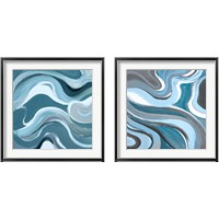 Framed Curvilinear Blue 2 Piece Framed Art Print Set