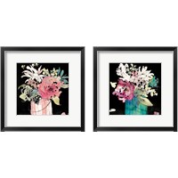Framed Flower Burst on Black 2 Piece Framed Art Print Set