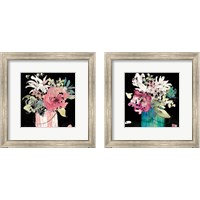 Framed Flower Burst on Black 2 Piece Framed Art Print Set