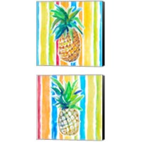 Framed 'Vibrant Pineapple 2 Piece Canvas Print Set' border=