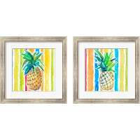Framed 'Vibrant Pineapple 2 Piece Framed Art Print Set' border=
