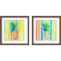 Framed 'Vibrant Pineapple 2 Piece Framed Art Print Set' border=