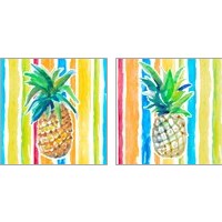 Framed 'Vibrant Pineapple 2 Piece Art Print Set' border=