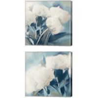 Framed 'White Roses 2 Piece Canvas Print Set' border=