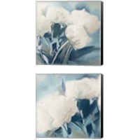 Framed 'White Roses 2 Piece Canvas Print Set' border=