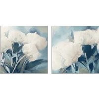 Framed 'White Roses 2 Piece Art Print Set' border=