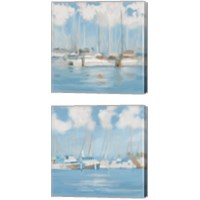 Framed 'Golf Harbor Boats 2 Piece Canvas Print Set' border=