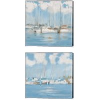 Framed 'Golf Harbor Boats 2 Piece Canvas Print Set' border=