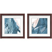 Framed Blue on White Abstract 2 Piece Framed Art Print Set