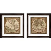 Framed 'Damask World Map 2 Piece Framed Art Print Set' border=