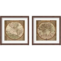 Framed 'Damask World Map 2 Piece Framed Art Print Set' border=