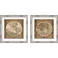 Framed Damask World Map 2 Piece Framed Art Print Set