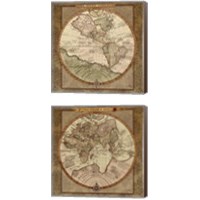 Framed 'Damask World Map 2 Piece Canvas Print Set' border=