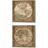 Framed 'Damask World Map 2 Piece Canvas Print Set' border=
