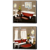 Framed 'Red Master Bath 2 Piece Canvas Print Set' border=