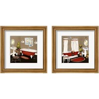 Framed 'Red Master Bath 2 Piece Framed Art Print Set' border=