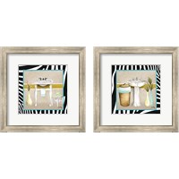 Framed 'Zebra Bath 2 Piece Framed Art Print Set' border=