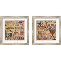 Framed 'America Typography 2 Piece Framed Art Print Set' border=