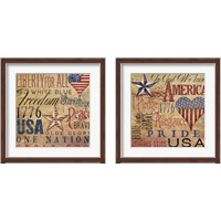 Framed 'America Typography 2 Piece Framed Art Print Set' border=