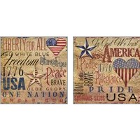 Framed 'America Typography 2 Piece Art Print Set' border=