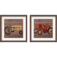 Framed 'Tractor on Wood 2 Piece Framed Art Print Set' border=